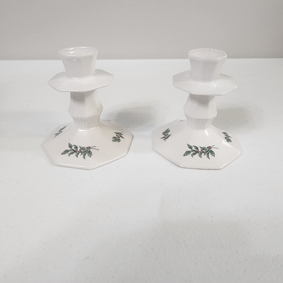 Nikko Ceramics Other - Pair of Nikko Japan Christmastime Candlestick Holders Holiday Decor Christmas